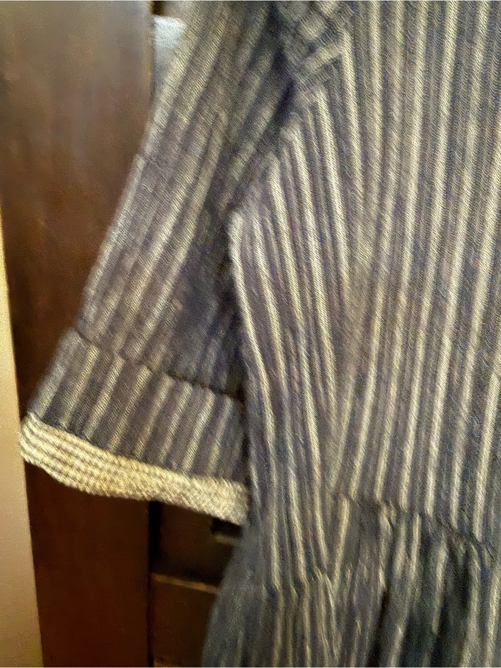 TOAST Crinkle Striped Navy V-Neck Dress - Picture 5 of 10